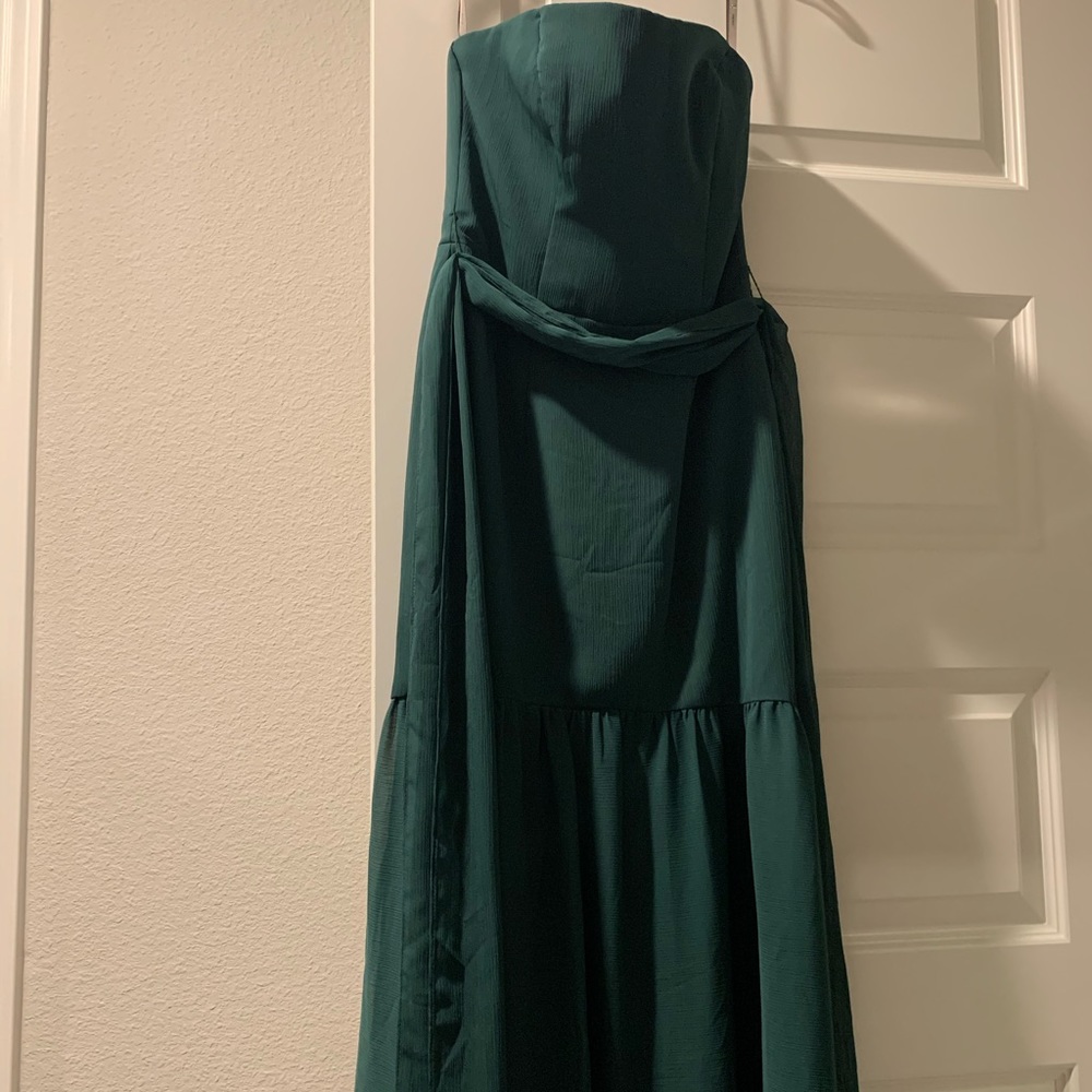 Vera wang Forrest green strapless evening dress